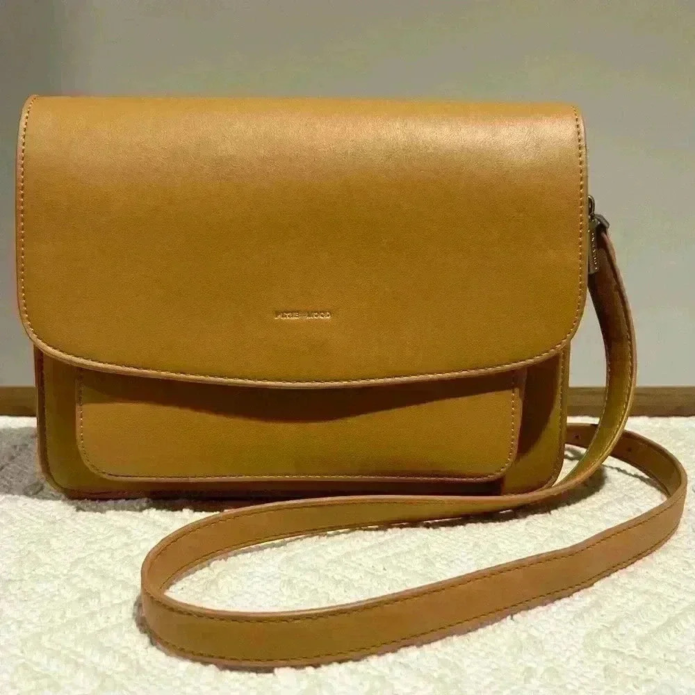 Pixie Mood Faux Light Brown Leather Crossbody Purse